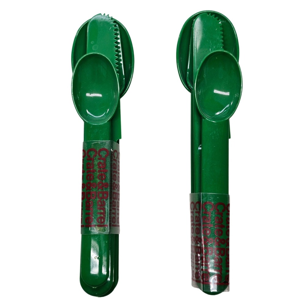 Bodum Crate & Barrel Green Plastic Travel Cutlery Set Swiss Made 4 Piece‎ New